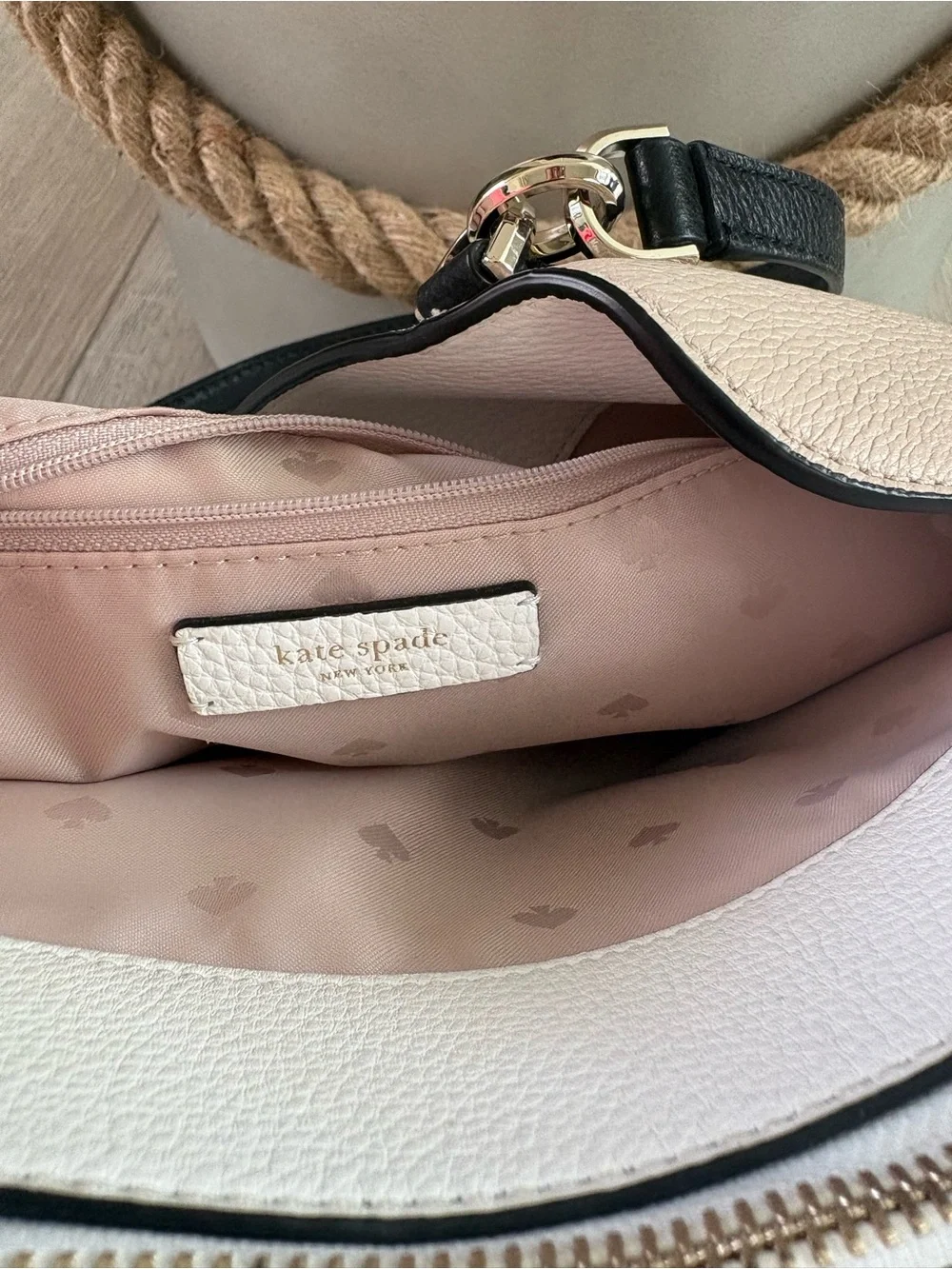 Kate Spade | Leila | Colorblock Shoulder Bag | White, Beige and Black | VGC